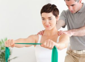 Physical therapist working with a patient