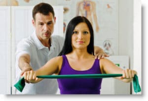 Physical therapist working with a patient