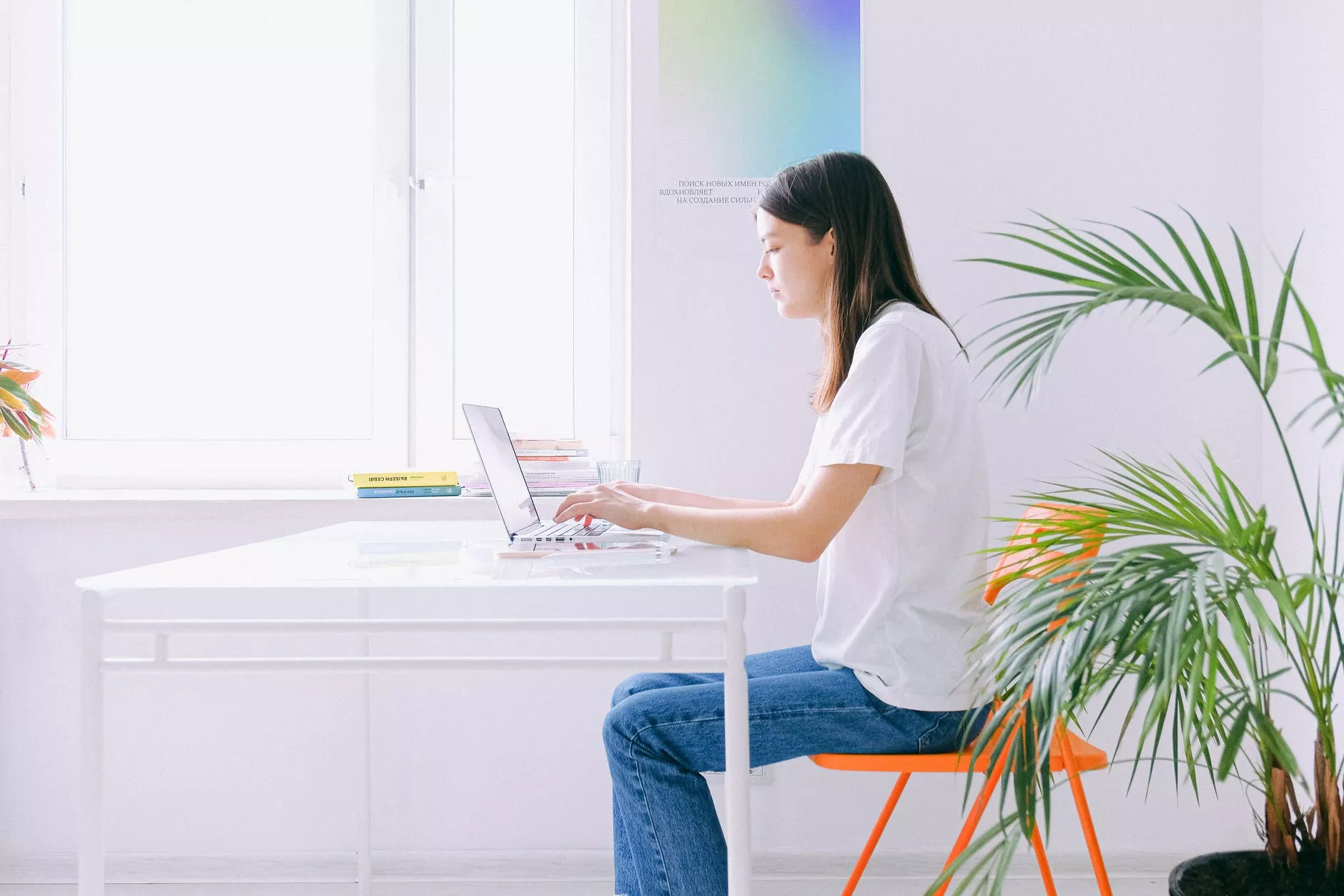Woman sitting at a home officeWoman sitting at a home office